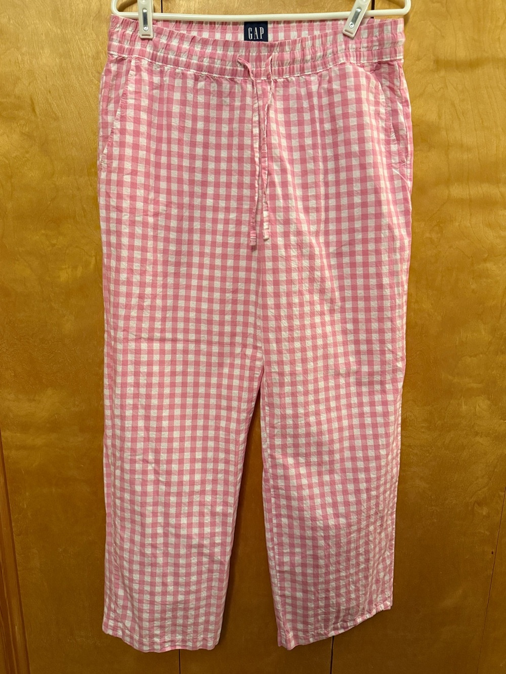 GAP 100% Cotton Pink and White Gingham Pajama Bottoms size medium